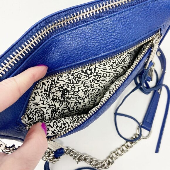 REBECCA MINKOFF | Blue Studded Zip Leather Crossbody Bag - Picture 14 of 15